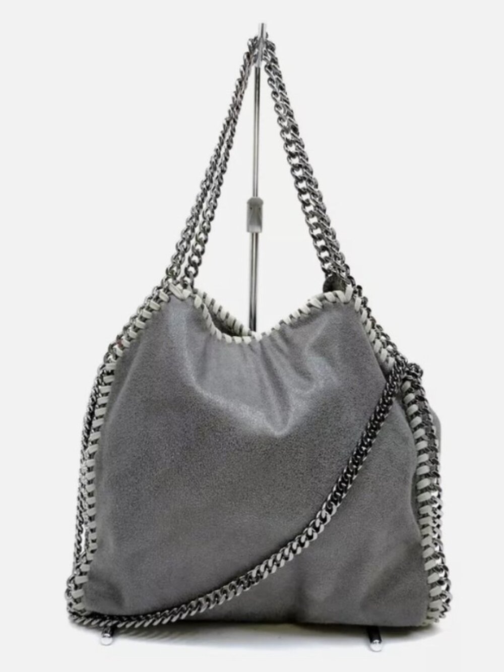 Stella McCartney Falabella Fold-Over Tote Bag in Silver/Grey